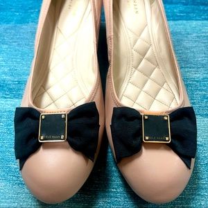 Cole Haan Womens Tali Soft Bow Wedges Sz 11, Tan leather black bow